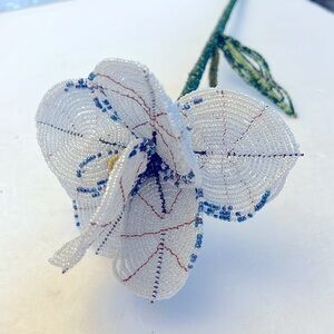 Vintage Large French Glass Seed Bead Handcrafted Orchid